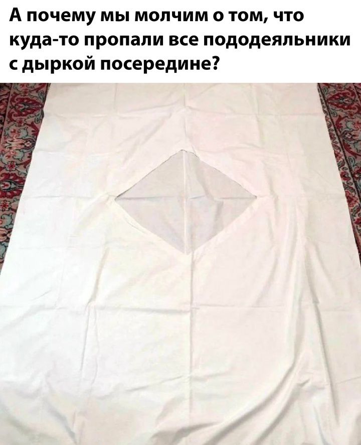 А почему мы молчим о том, что куда-то пропали все пододеяльники с дыркой посередине?
