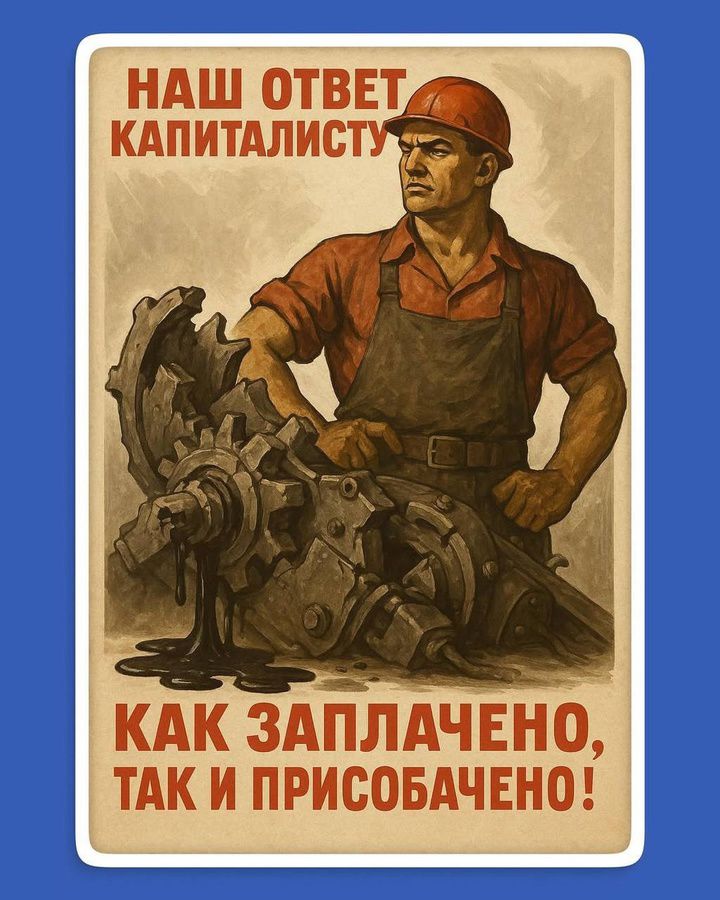 НАШ ОТВЕТ КАПИТАЛИСТУ
КАК ЗАПЛАЧЕНО, ТАК И ПРИСОБАЧЕНО!