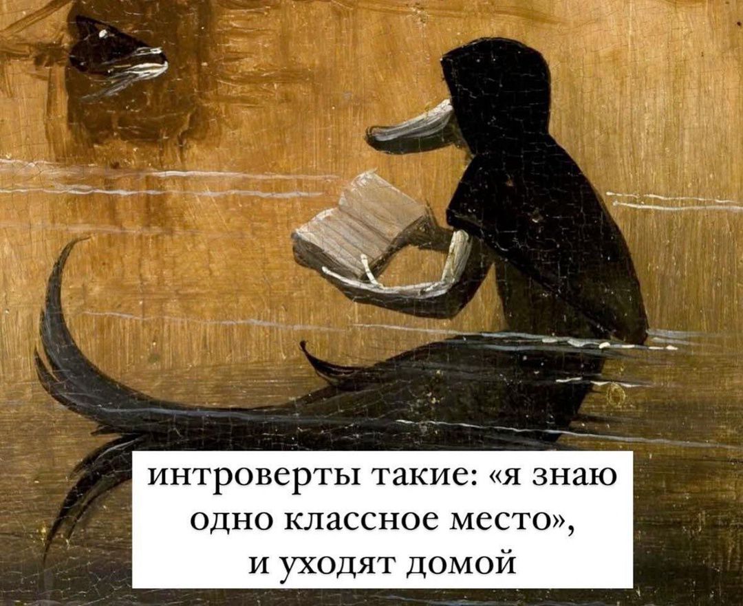 интроверты такие: «я знаю одно классное место», и уходят домой