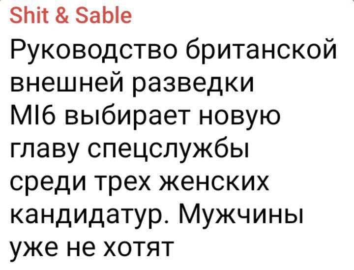Руководство британской внешней разведки МИ6 выбирает новую главу спецслужбы среди трех женских кандидатур. Мужчины уже не хотят