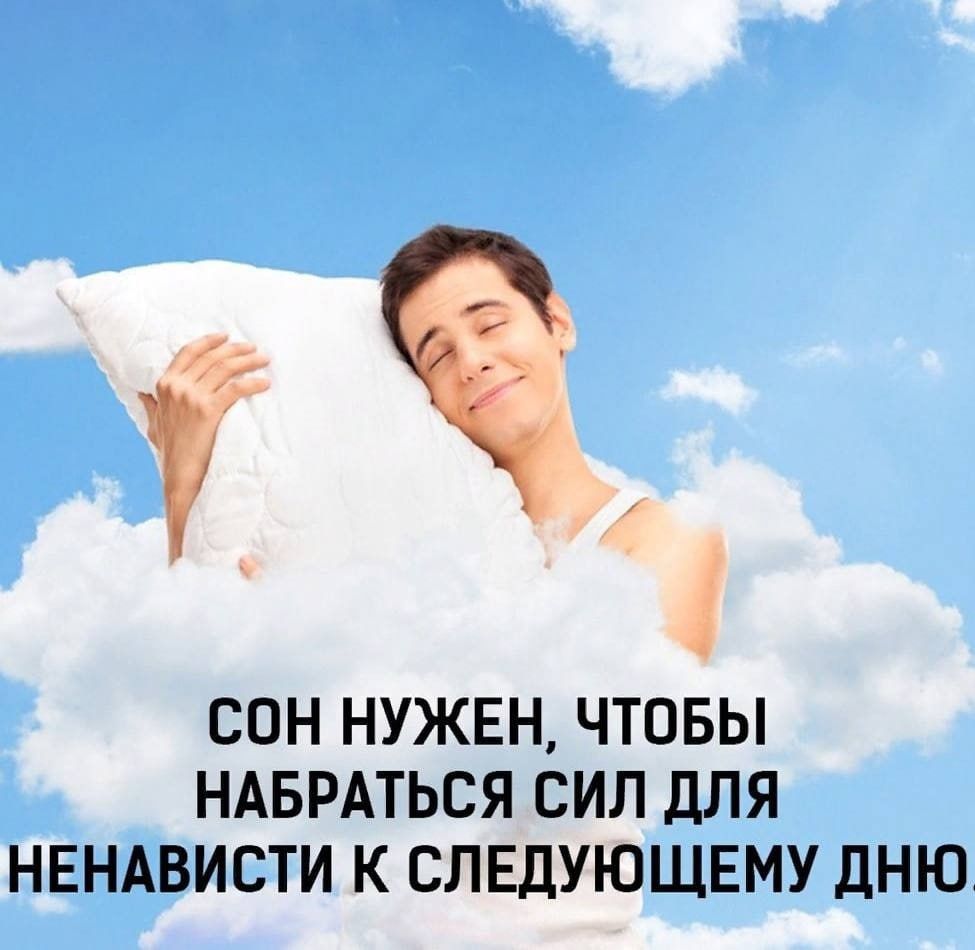 СОН НУЖЕН, ЧТОБЫ НАБРАТЬСЯ СИЛ ДЛЯ НЕНАВИСТИ К СЛЕДУЮЩЕМУ ДНЮ