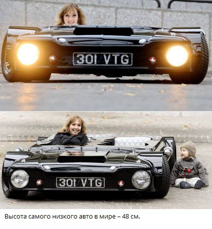 Высота самого низкого авто в мире – 48 см.