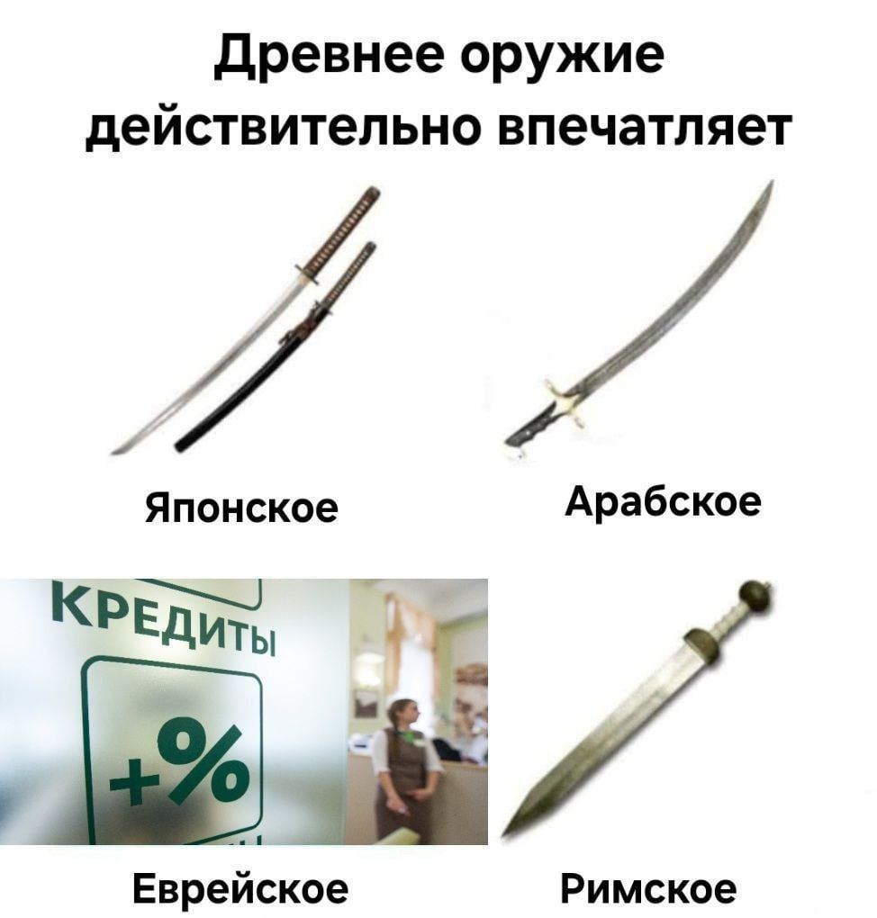 Древнее оружие действительно впечатляет
Японское
Арабское
Еврейское
Кредиты
Римское