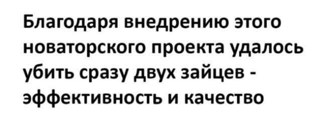 Благодаря внедрению этого новаторского проекта удалось убить сразу двух зайцев - эффективность и качество