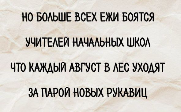 но больше всех ежи боятся учителей начальных школ что каждый август в лес уходят за парой новых рукавиц