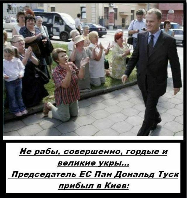 Не рабы, совершенно, гордые и великие укры... Председатель ЕС Пан Дональд Туск прибыл в Киев: