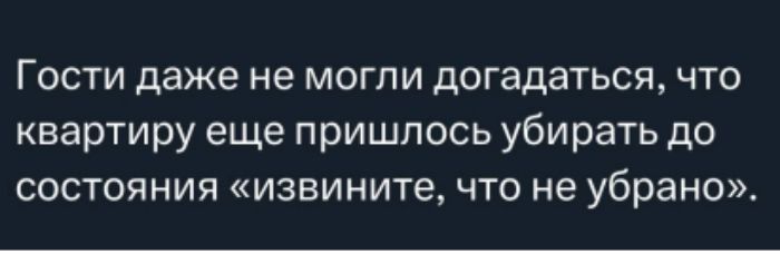 Гости даже не могли догадаться, что квартире еще пришлось убирать до состояния «извините, что не убрано».