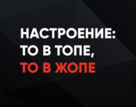 НАСТРОЕНИЕ: ТО В ТОПЕ, ТО В ЖОПЕ