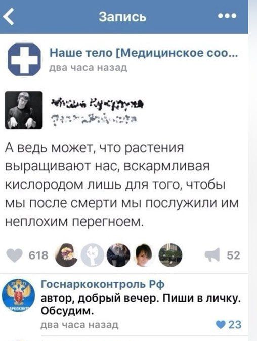 А ведь может, что растения выращивают нас, вскармливая кислородом лишь для того, чтобы мы после смерти мы послужили им неплохим перегноем.