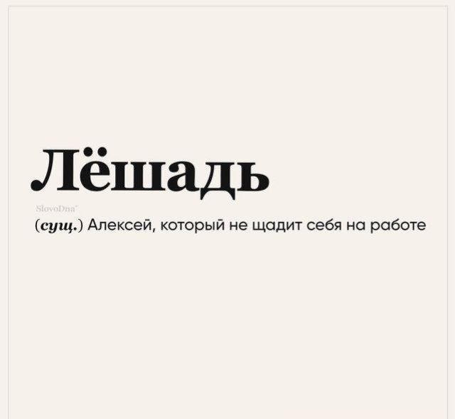 Лёшадь (сущ.) Алексей, который не щадит себя на работе