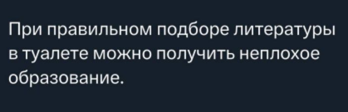 При правильном подборе литературы в туалете можно получить неплохое образование.