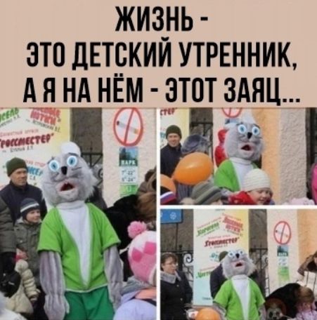 ЖИЗНЬ - ЭТО ДЕТСКИЙ УТРЕННИК, А Я НА НЁМ - ЭТОТ ЗАЯЦ...