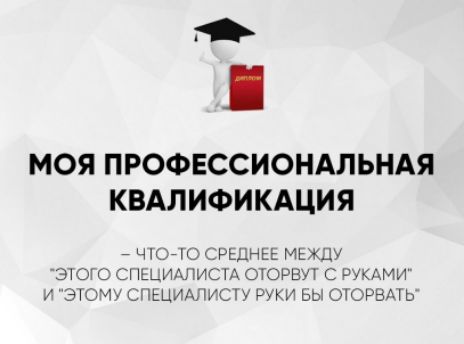 Моя профессиональная квалификация
– что-то среднее между 