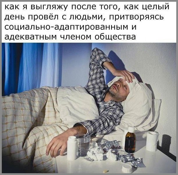 как я выгляжу после того, как целый день провёл с людьми, притворяясь социально-адаптированным и адекватным членом общества