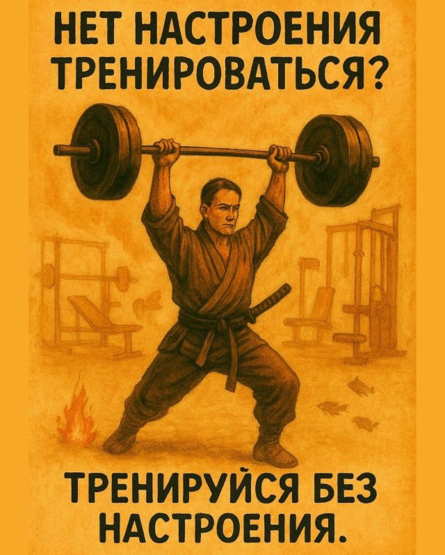 НЕТ НАСТРОЕНИЯ ТРЕНИРОВАТЬСЯ?
ТРЕНИРУЙСЯ БЕЗ НАСТРОЕНИЯ.