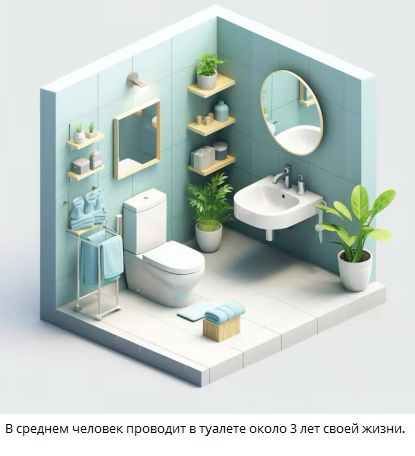 В среднем человек проводит в туалете около 3 лет своей жизни.