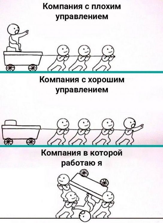 Компания с плохим управлением
Компания с хорошим управлением
Компания в которой работаю я