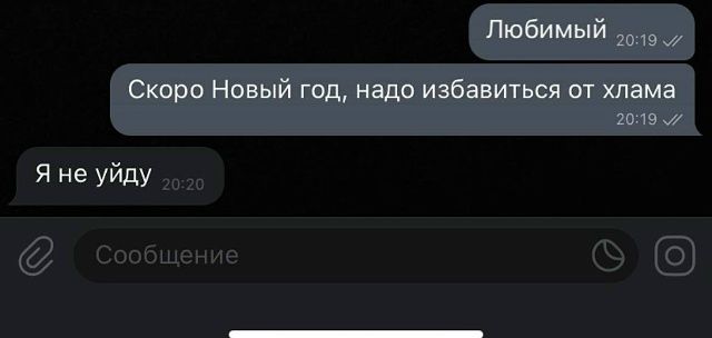 Любимый
Скоро Новый год, надо избавиться от хлама
Я не уйду