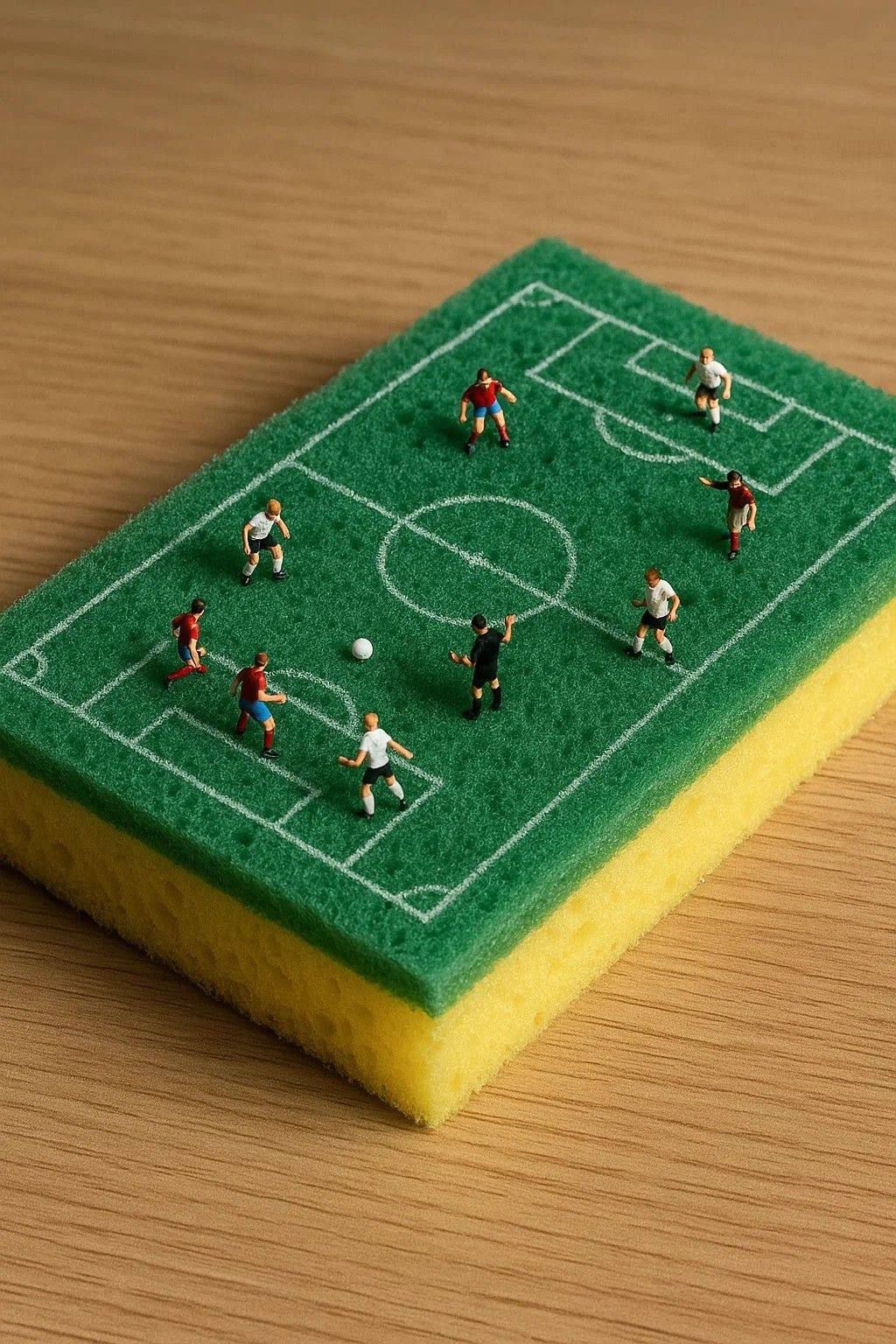 Миниатюрный футбольный матч на губке-основе