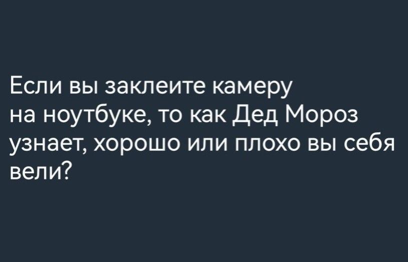 Если вы заклеите камеру на ноутбуке, то как Дед Мороз узнает, хорошо или плохо вы себя вели?