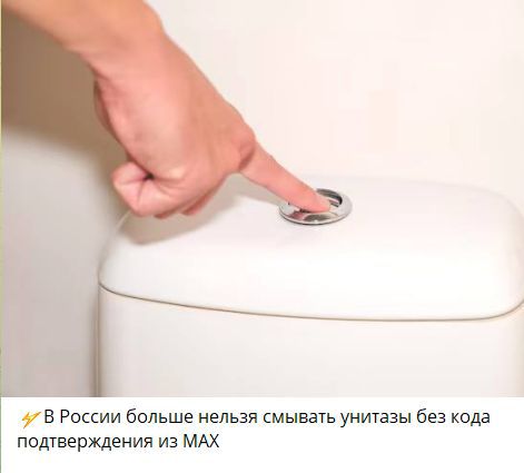 ⚡️ В России больше нельзя смывать унитазы без кода подтверждения из MAX