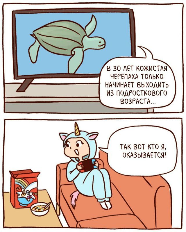 В 30 лет кожистая черепаха только начинает выходить из подросткового возраста...\nТак вот кто я, оказывается!
