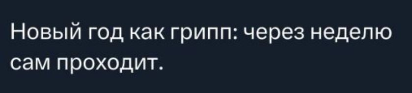 Новый год как грипп: через неделю сам проходит.