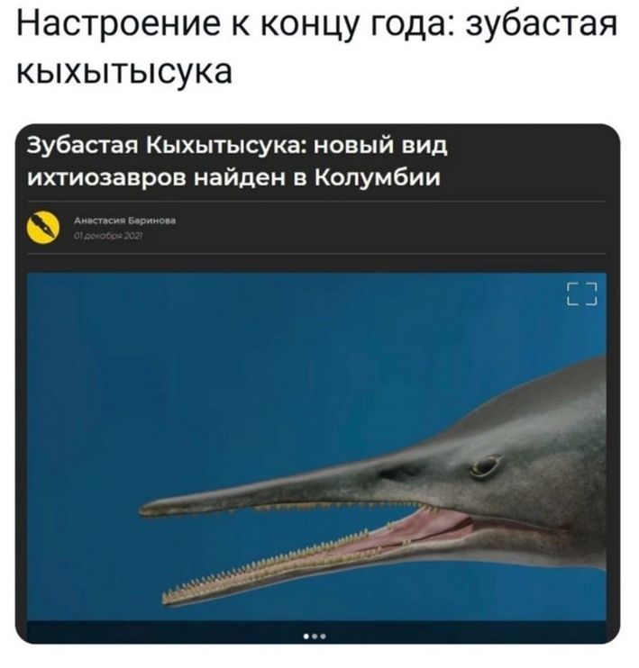 Настроение к концу года: зубастая кыхытyсука
Зубастая Кыхытyсука: новый вид ихтиязаворов найден в Колумбии