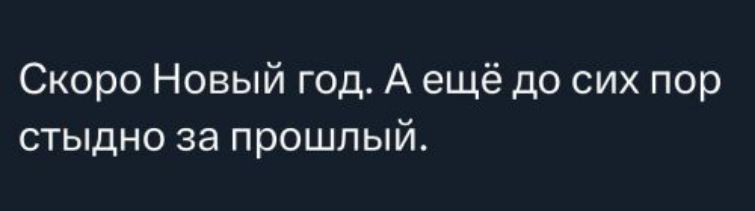 Скоро Новый год. А ещё до сих пор стыдно за прошлый.