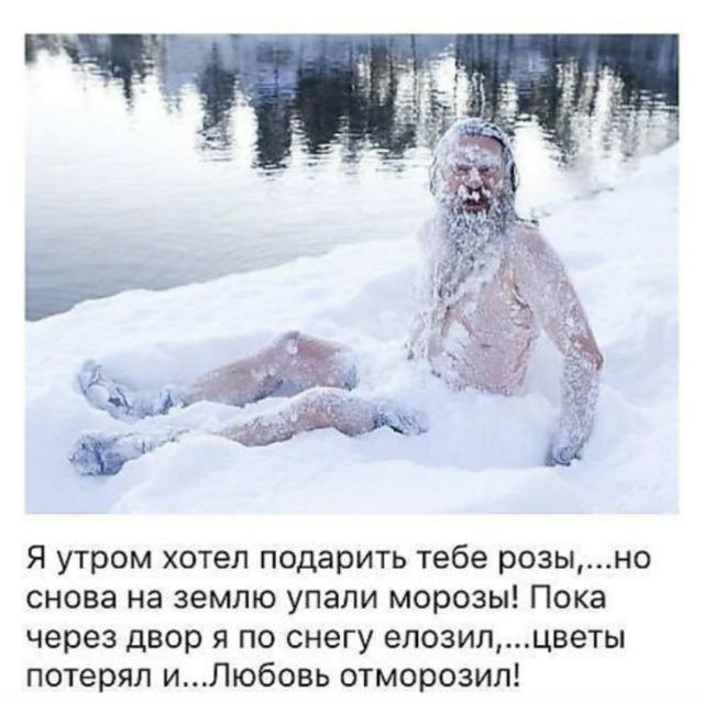 Я утром хотел подарить тебе розы,...но снова на землю упали морозы! Пока через двор я по снегу е... Цветы потерял и... Любовь заморозил!