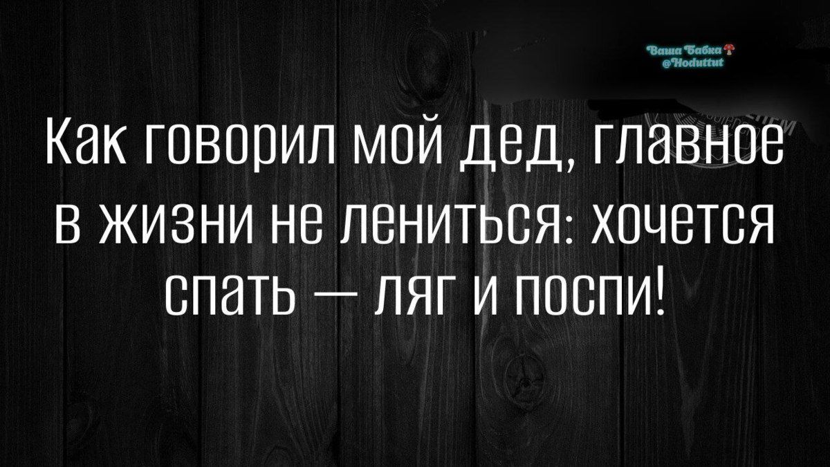 Как говорил мой дед, главное в жизни не лениться: хочется спать — ляг и поспи!