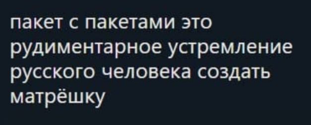 пакет с пакетами это рудиментарное устремление русского человека создать матрёшку