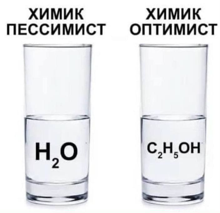 ХИМИК ПЕССИМИСТ H2O ХИМИК ОПТИМИСТ C2H5OH