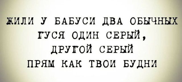 Жили у бабуси два обычных гуся один серый, другой серый прям как твои будни
