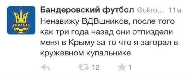 Ненавижу ВДШников, после того как три года назад они отпиздели меня в Крыму за то что я заорал в кружевном купальнике