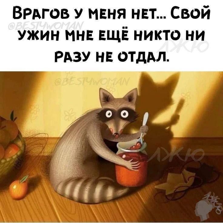 Врагов у меня нет... Свой ужин мне ещё никто ни разу не отдал.