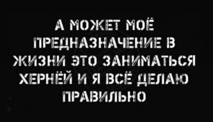 А может моё предназначение в жизни это заниматься херней и я всё делаю правильно