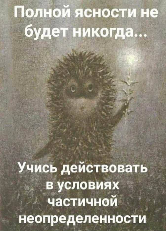 Полной ясности не будет никогда... Учись действовать в условиях частичной неопределенности