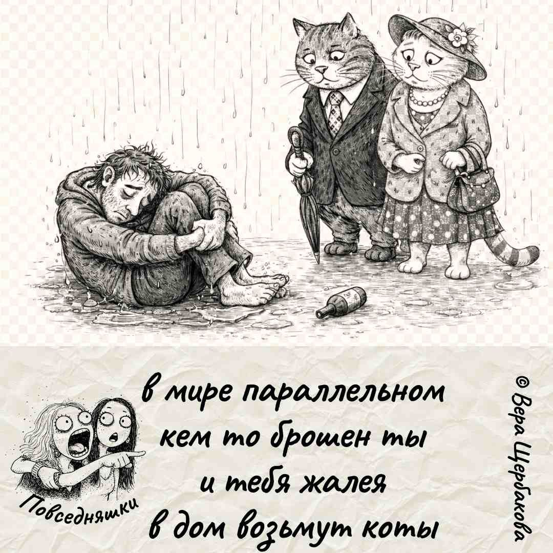 В мире параллельном тем, кто брошен ты; и тебя жалее в дом возьмут коты