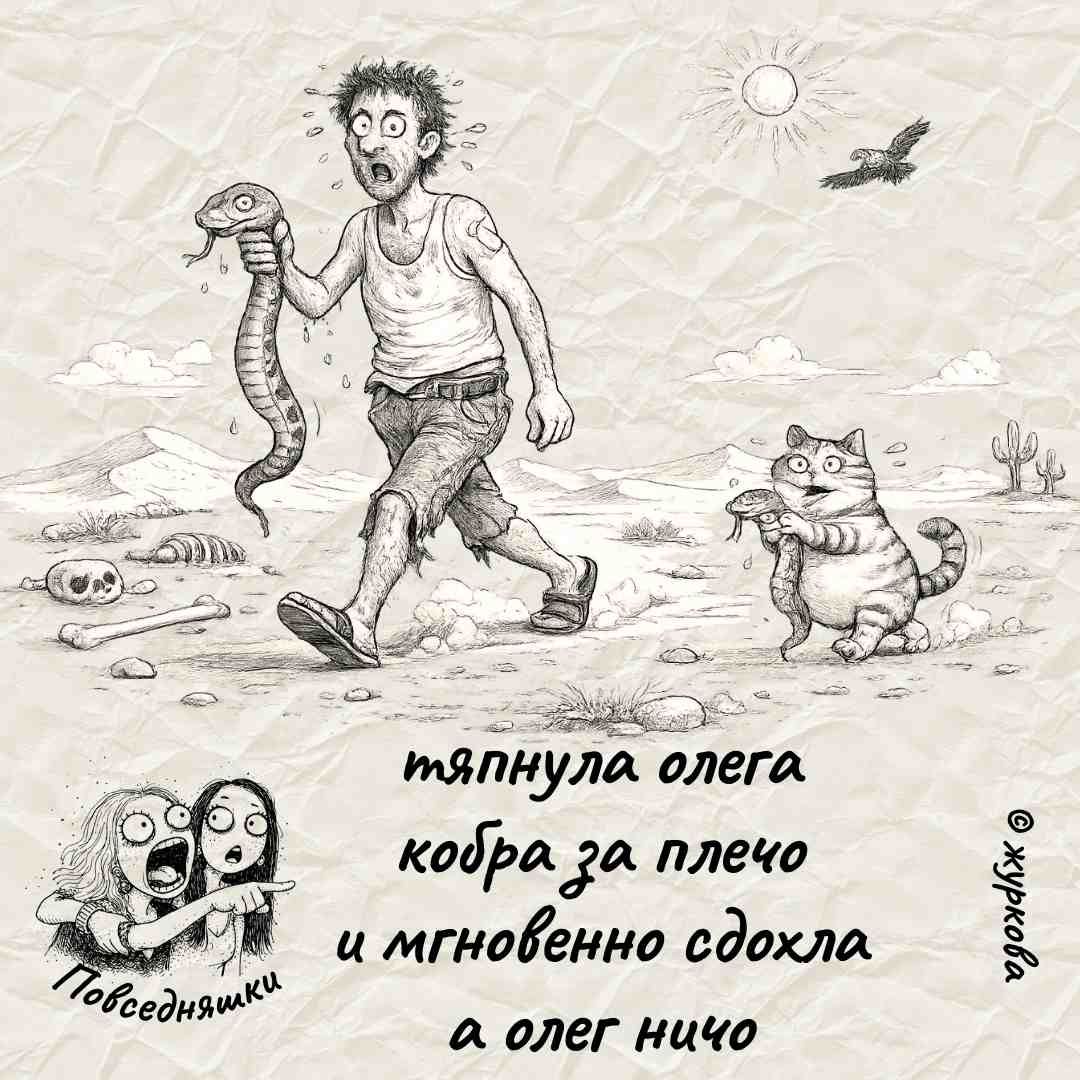 тапнула олега кобра за плечо и мгновенно сдохла а олег ничего