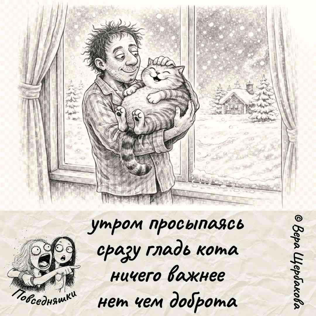утром просыпаюсь сразу голод кота ничего важнее нет чем доброта