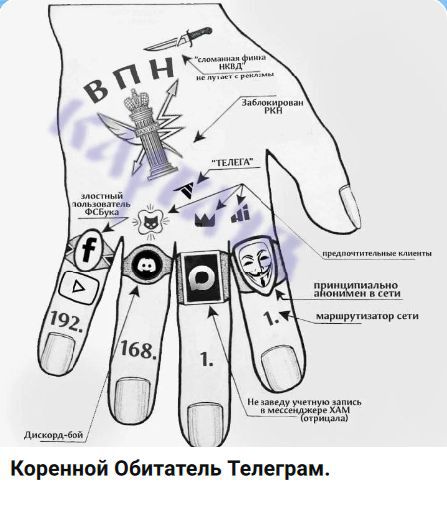 Коренной Обитатель Телеграм. Карикатура о роли Telegram и соцсетей: VPN, ФСБ, подписчики и блокировки.