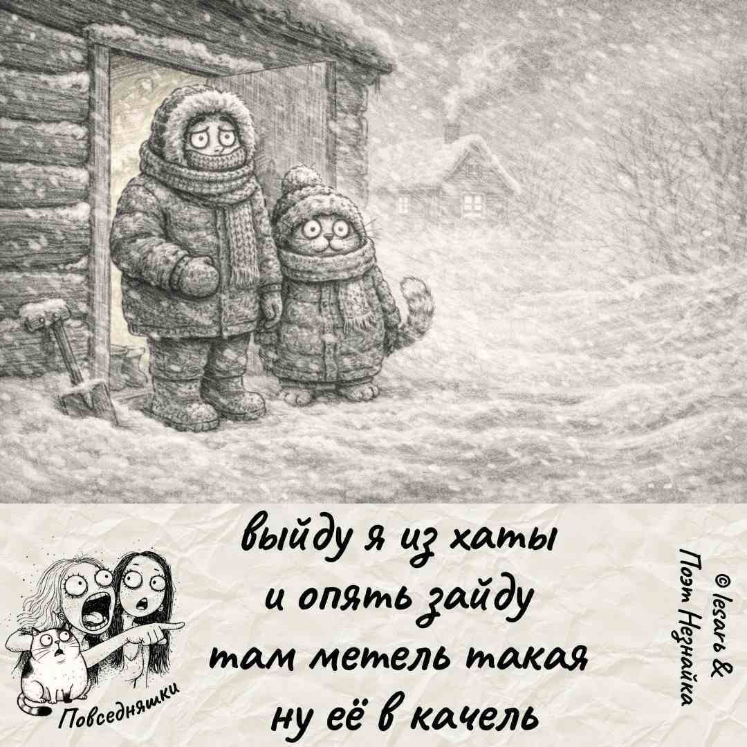 выгдя я из хаты и опять зайду там метель такая ну её в кадель