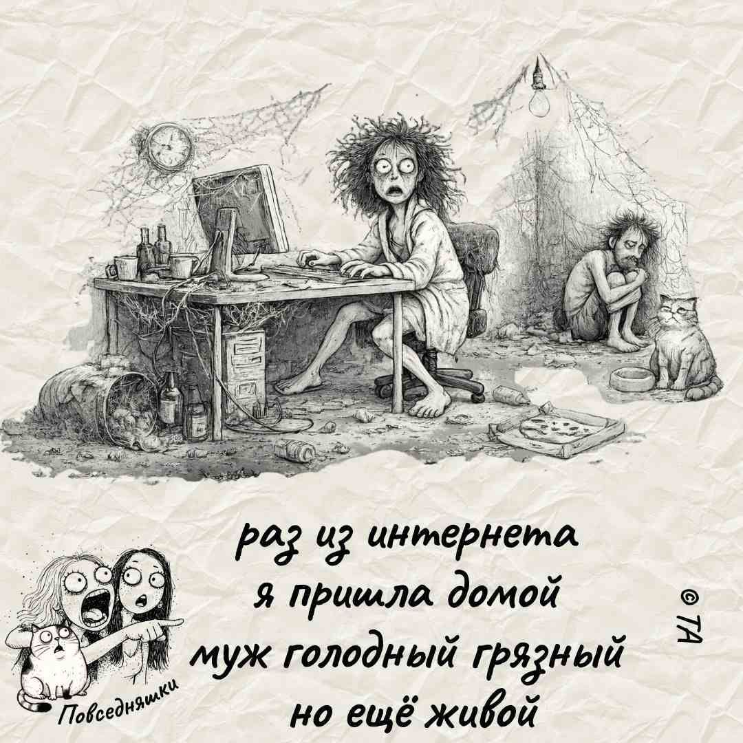 раз из интернета я пришла домой муж голодный грязный но ещё живой