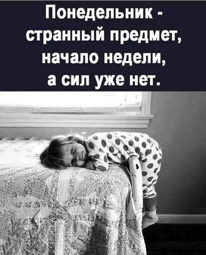 Понедельник - странный предмет, начало недели, а сил уже нет.