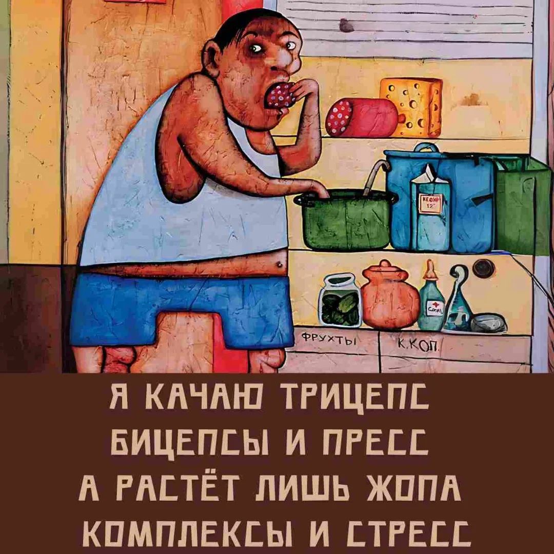 Я качаю трицепс бицепсы и пресс а растёт лишь жопа комплексы и стресс