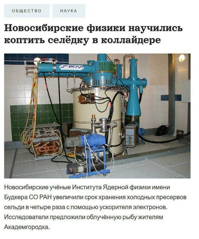 Новосибирские физики научились коптить селёдку в коллайдере
