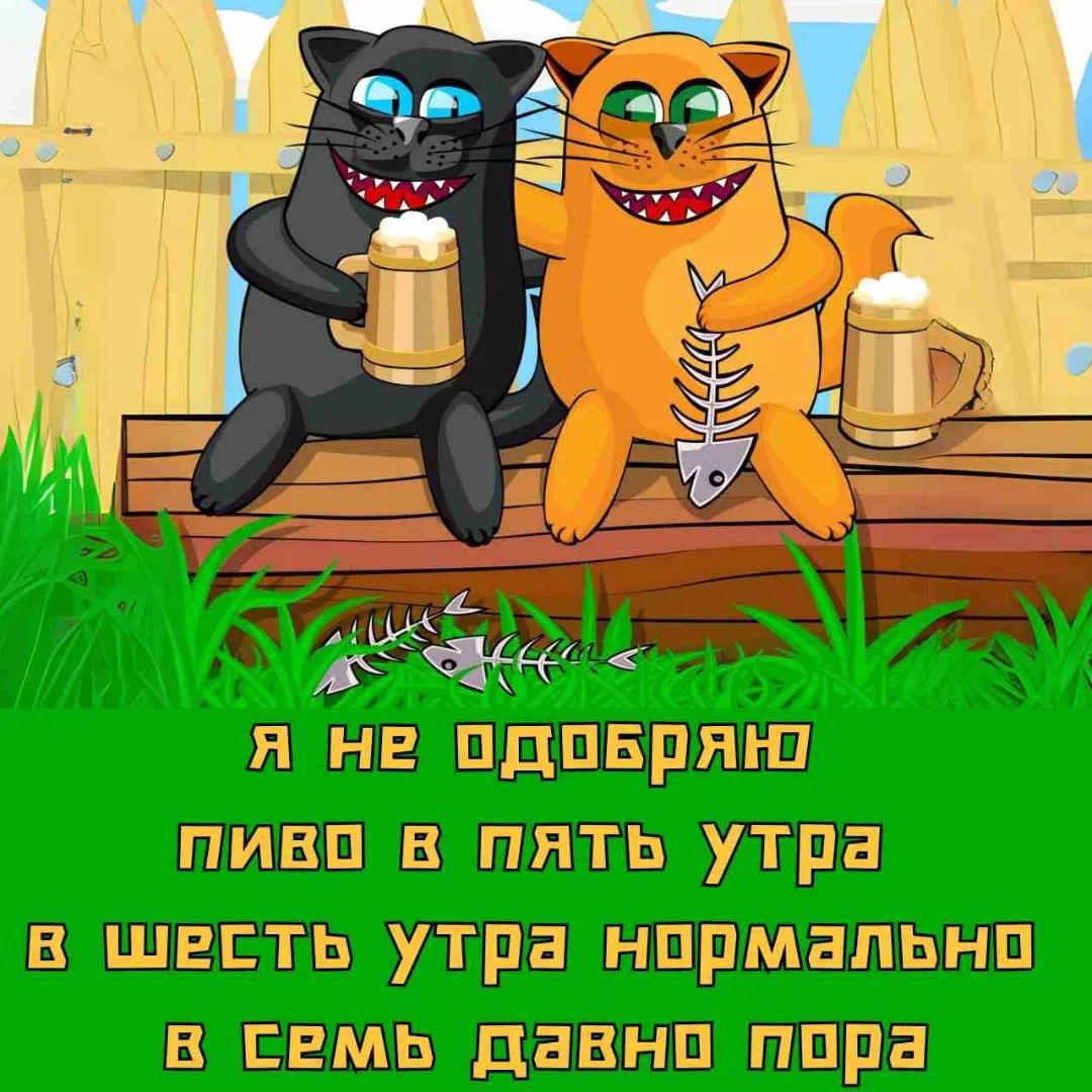 Я не одобряю пиво в пять утра в шесть утра нормально в семь давно пора