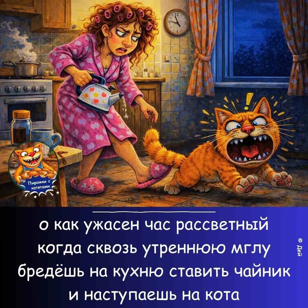 Пирожки с котятами о как ужасен час рассветный когда сквозь утреннюю мглу бредёшь на кухню ставить чайник и наступаешь на кота