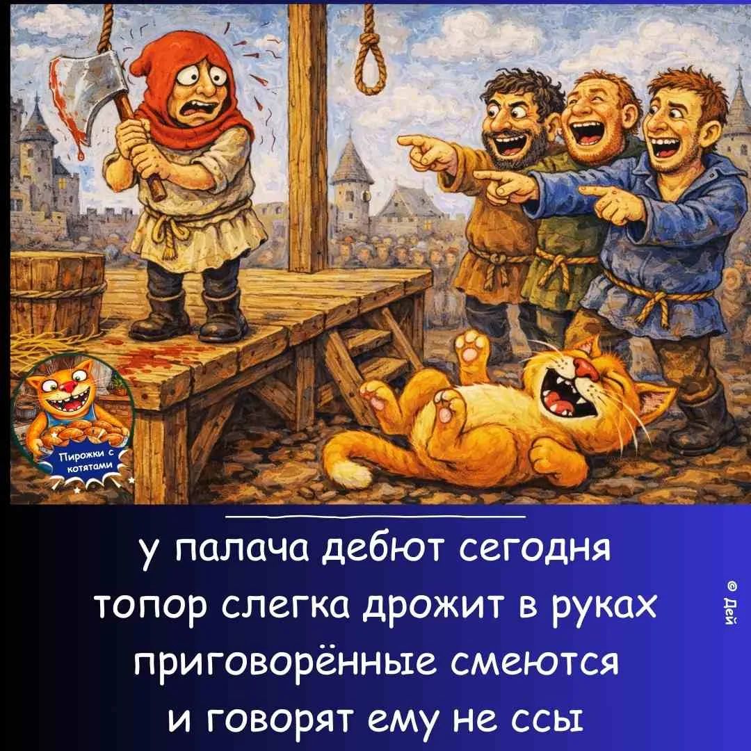 у палача дебют сегодня топор слегка дрожит в руках приговорённые смеются и говорят ему не ссы